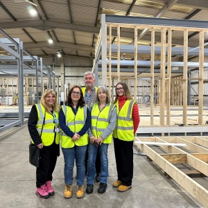 Back row: Steve Ward- Estates Project Manager DCHS (L-R) Val Moore- DCHS Site Manager, Jude Navesy, CDC Programme Lead, Rebecca Ward- CT and MRI Lead and Toni Hoole- Service Manager for Cancer and Imaging.